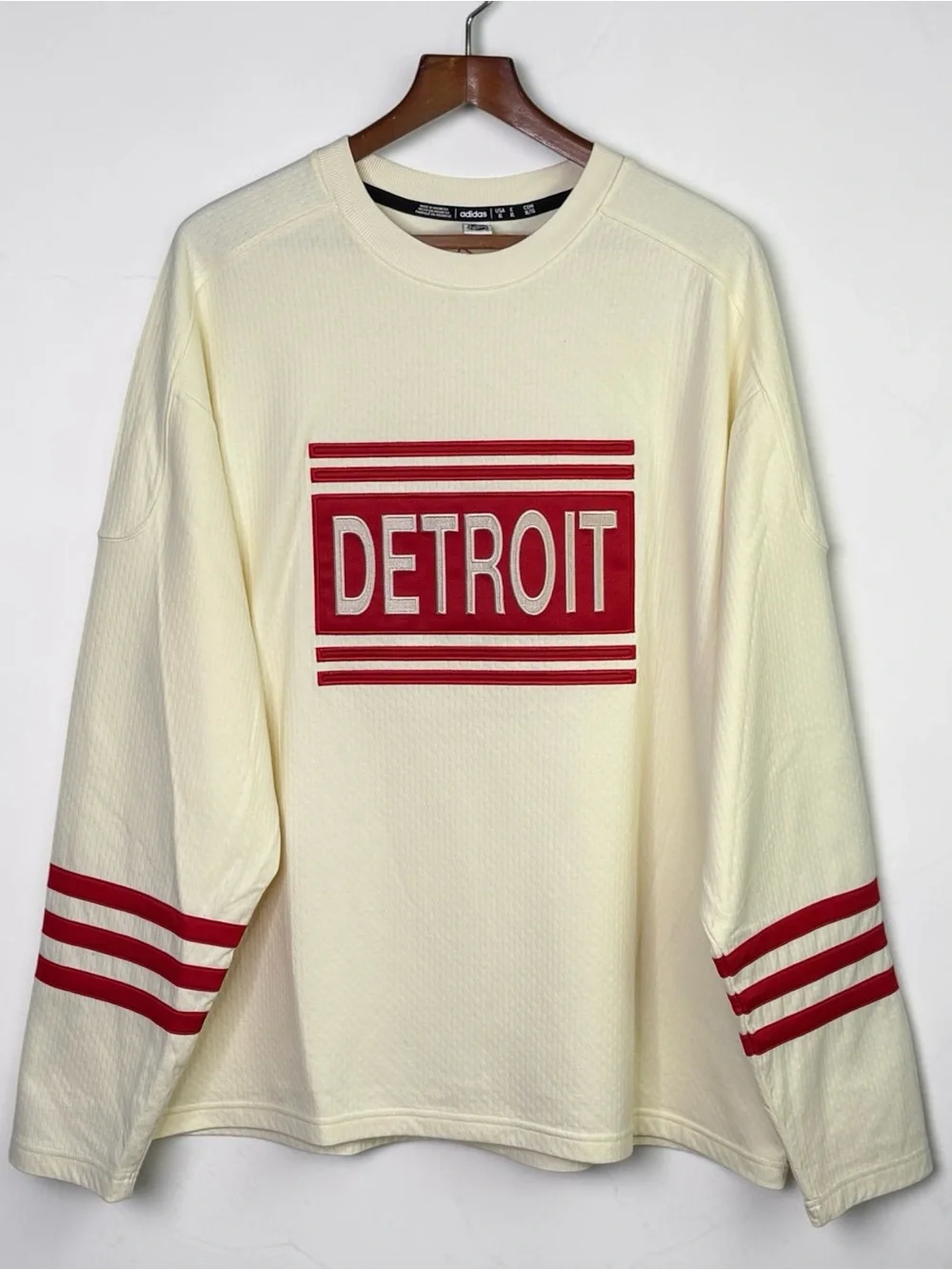 Adidas NHL Detroit Red Wings AEROREADY Sweatshirt Cream Red Size XL
